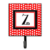 Caroline'S Treasures Cj1012-Zsh4 Letter Z Initial Monogram-Red Black Polka Dots Leash Holder Or Key Hook, Small, Multicolor