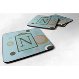 Caroline'S Treasures Cj1013-Nfc Monogram-Blue Dots Foam Coasters (Set Of 4), Initial Letter N, 3.5 H X 3.5 W, Multicol