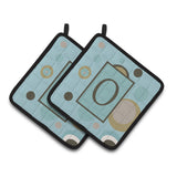 Caroline'S Treasures Monogram - Initial O Blue Dots Pair Of Pot Holders Cj1013-Opthd, 7.5Hx7.5W, Multicolor