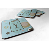 Caroline'S Treasures Cj1013-Yfc Monogram-Blue Dots Foam Coasters (Set Of 4), Initial Letter Y, 3.5 H X 3.5 W, Multicol