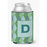 Letter D Initial Monogram - Blue Argoyle Can Or Bottle Beverage Insulator Hugger