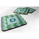 Caroline'S Treasures Cj1020-Dfc Monogram-Blue Argoyle Foam Coasters (Set Of 4), Initial Letter D, 3.5 H X 3.5 W, Multi