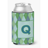 Letter Q Initial Monogram - Blue Argoyle Can Or Bottle Beverage Insulator Hugger