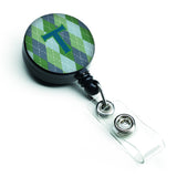 Caroline'S Treasures Initial T Monogram, Blue Argoyle Retractable Badge Reel, Multicolor (Cj1020-Tbr)