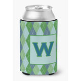 Letter W Initial Monogram - Blue Argoyle Can Or Bottle Beverage Insulator Hugger