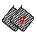 Caroline'S Treasures Letter A Monogram - Houndstooth Black Pair Of Pot Holders Cj1021-Apthd, 7.5Hx7.5W, Multicolor