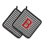 Caroline'S Treasures Letter B Monogram - Houndstooth Black Pair Of Pot Holders Cj1021-Bpthd, 7.5Hx7.5W, Multicolor