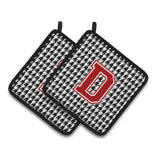 Caroline'S Treasures Letter D Monogram - Houndstooth Black Pair Of Pot Holders Cj1021-Dpthd, 7.5Hx7.5W, Multicolor