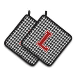 Caroline'S Treasures Letter L Monogram - Houndstooth Black Pair Of Pot Holders Cj1021-Lpthd, 7.5Hx7.5W, Multicolor
