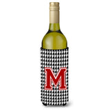 Monogram - Houndstooth Initial M Wine Bottle Beverage Insulator Beverage Insulator Hugger