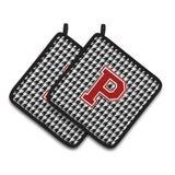 Caroline'S Treasures Letter P Monogram - Houndstooth Black Pair Of Pot Holders Cj1021-Ppthd, 7.5Hx7.5W, Multicolor