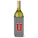Monogram - Houndstooth Initial U Wine Bottle Beverage Insulator Beverage Insulator Hugger