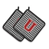 Caroline'S Treasures Letter U Monogram - Houndstooth Black Pair Of Pot Holders Cj1021-Upthd, 7.5Hx7.5W, Multicolor