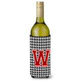 Monogram - Houndstooth Initial W Wine Bottle Beverage Insulator Beverage Insulator Hugger