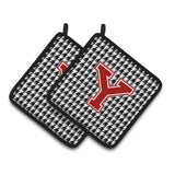 Caroline'S Treasures Letter Y Monogram - Houndstooth Black Pair Of Pot Holders Cj1021-Ypthd, 7.5Hx7.5W, Multicolor