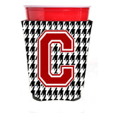 Monogram - Houndstooth Initial C Red Solo Cup Beverage Insulator Hugger Cj1021C-Rsc