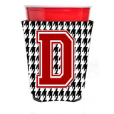 Monogram - Houndstooth Initial D Red Solo Cup Beverage Insulator Hugger Cj1021D-Rsc