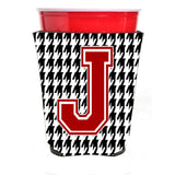 Monogram - Houndstooth Initial J Red Solo Cup Beverage Insulator Hugger Cj1021J-Rsc