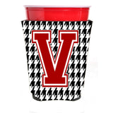 Monogram - Houndstooth Initial V Red Solo Cup Beverage Insulator Hugger Cj1021V-Rsc