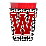 Monogram - Houndstooth Initial W Red Solo Cup Beverage Insulator Hugger Cj1021W-Rsc