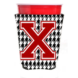 Monogram - Houndstooth Initial X Red Solo Cup Beverage Insulator Hugger Cj1021X-Rsc