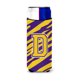 Monogram - Tiger Stripe - Purple Gold Letter D Ultra Beverage Insulators For Slim Cans Cj1022-Dmuk