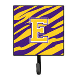 Caroline'S Treasures Cj1022-Esh4 Tiger Stripe-Purple Gold Leash Holder Or Key Hook Initial E, Small, Multicolor