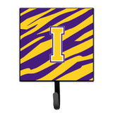 Caroline'S Treasures Cj1022-Ish4 Tiger Stripe-Purple Gold Leash Holder Or Key Hook Initial I, Small, Multicolor