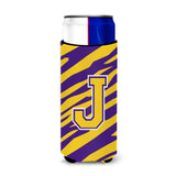 Monogram - Tiger Stripe - Purple Gold Letter J Ultra Beverage Insulators For Slim Cans Cj1022-Jmuk