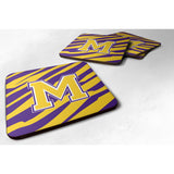 Caroline'S Treasures Cj1022-Mfc Monogram-Initial M Tiger Stripe-Purple Gold Foam Coasters (Set Of 4), 3.5 H X 3.5 W, M