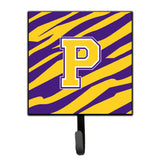 Caroline'S Treasures Cj1022-Psh4 Tiger Stripe-Purple Gold Leash Holder Or Key Hook Initial P, Small, Multicolor