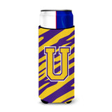 Monogram - Tiger Stripe - Purple Gold Letter U Ultra Beverage Insulators For Slim Cans Cj1022-Umuk