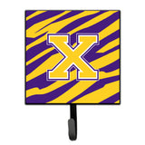Caroline'S Treasures Cj1022-Xsh4 Tiger Stripe-Purple Gold Leash Holder Or Key Hook Initial X, Small, Multicolor