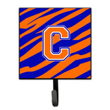 Caroline'S Treasures Cj1023-Csh4 Letter C Initial Monogram-Tiger Stripe-Blue Orange Leash Holder Or Key Hook, Small, Multicolo