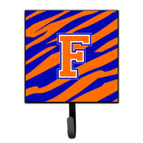 Caroline'S Treasures Cj1023-Fsh4 Letter F Initial Monogram-Tiger Stripe-Blue Orange Leash Holder Or Key Hook, Small, Multicolo