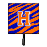 Caroline'S Treasures Cj1023-Hsh4 Letter H Initial Monogram-Tiger Stripe-Blue Orange Leash Holder Or Key Hook, Small, Multicolo