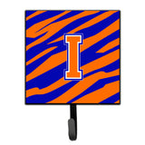 Caroline'S Treasures Cj1023-Ish4 Letter I Initial Monogram-Tiger Stripe-Blue Orange Leash Holder Or Key Hook, Small, Multicolo