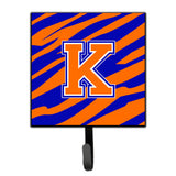 Caroline'S Treasures Cj1023-Ksh4 Letter K Initial Monogram-Tiger Stripe-Blue Orange Leash Holder Or Key Hook, Small, Multicolo
