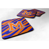 Caroline'S Treasures Cj1023-Mfc Monogram-Tiger Stripe-Blue Orange Foam Coasters (Set Of 4), Initial Letter M, 3.5 H X 3.5,