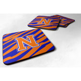 Caroline'S Treasures Cj1023-Nfc Monogram-Tiger Stripe-Blue Orange Foam Coasters (Set Of 4), Initial Letter N, 3.5 H X 3.5,