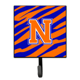 Caroline'S Treasures Cj1023-Nsh4 Letter N Initial Monogram-Tiger Stripe-Blue Orange Leash Holder Or Key Hook, Small, Multicolo