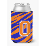 Letter O Initial Monogram Tiger Stripe Blue Orange Can Or Bottle Beverage Insulator Hugger