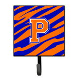 Caroline'S Treasures Cj1023-Psh4 Letter P Initial Monogram-Tiger Stripe-Blue Orange Leash Holder Or Key Hook, Small, Multicolo