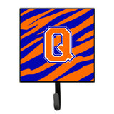 Caroline'S Treasures Cj1023-Qsh4 Letter Q Initial Monogram-Tiger Stripe-Blue Orange Leash Holder Or Key Hook, Small, Multicolo