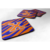 Caroline'S Treasures Cj1023-Xfc Monogram-Tiger Stripe-Blue Orange Foam Coasters (Set Of 4), Initial Letter X, 3.5 H X 3.5,