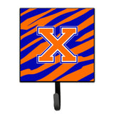 Caroline'S Treasures Cj1023-Xsh4 Letter X Initial Monogram-Tiger Stripe-Blue Orange Leash Holder Or Key Hook, Small, Multicolo