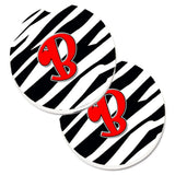 Caroline'S Treasures Monogram Initial B Zebra Red Set Of 2 Cup Holder Car Coasters Cj1024-Bcarc, 2.56, Multicolor