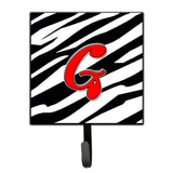 Caroline'S Treasures Cj1024-Gsh4 Letter G Initial Monogram-Zebra Red Leash Holder Or Key Hook, Small, Multicolor
