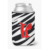 Letter H Initial Monogram - Zebra Red Can Or Bottle Beverage Insulator Hugger