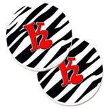 Caroline'S Treasures Monogram Initial K Zebra Red Set Of 2 Cup Holder Car Coasters Cj1024-Kcarc, 2.56, Multicolor